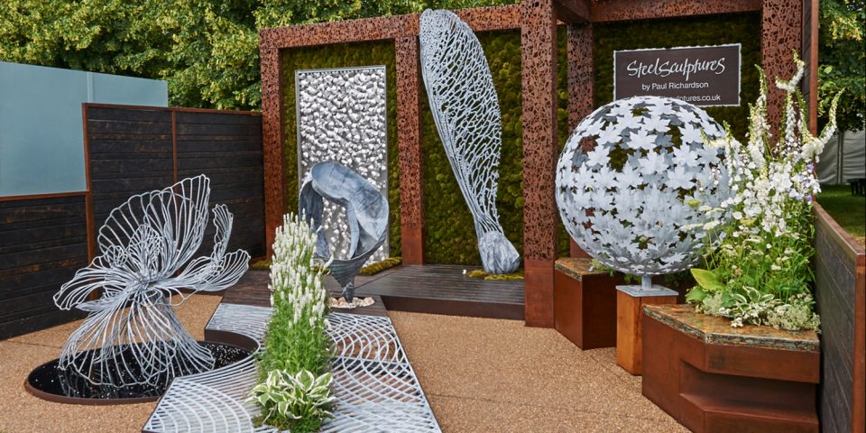Garden Steel Sculptures 2019 RHS Chelsea Flower Show trade stand.